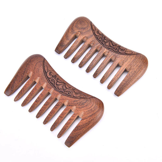 Natural Ebony Anti-Static Massage Comb Portable Scalp Massage Wide-Toothed Solid Wood Comb Meridian Comb
